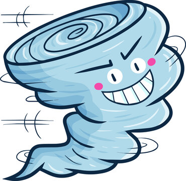 Cute happy grey tornado cartoon illustration