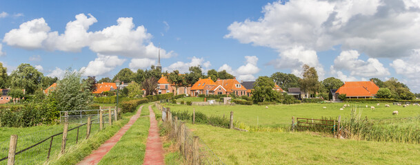 Panorama of the historic village of Niehove in Groningen, Netherlands