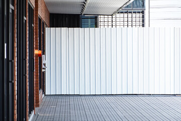 Building with metal a wall for background, space and copy space