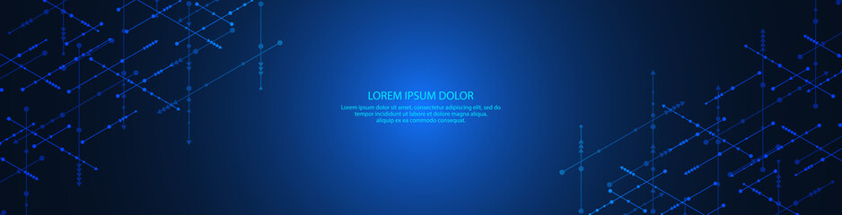 Website header or banner design template. Abstract technology background with arrows and lines