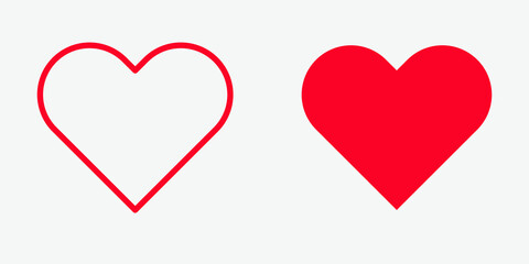 Heart icon vector set. like, love, valentine day, romantic symbol.