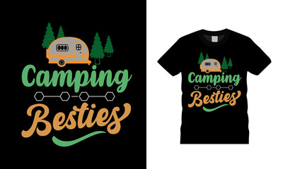 Camping Bestie T shirt, apparel, vector illustration, graphic template, print on demand, textile fabrics, retro style, typography, vintage, camping t shirt design