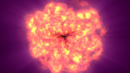 fire flame ball explosion in space, illustration