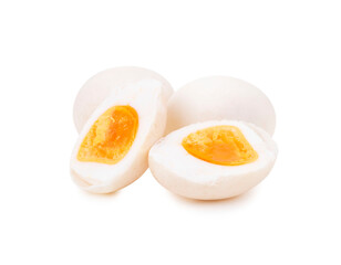 boiled egg and half isolated on white background
