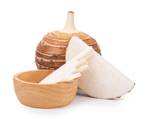 Taro sliced of taro isolated on white background