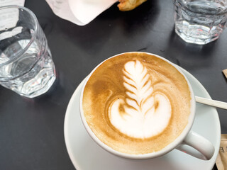Fancy latte coffee on the table