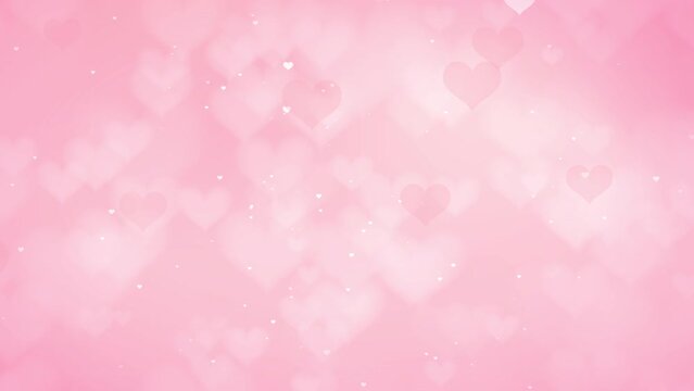 4K Valentine Background Animation. Romantic Heart bokeh on pink background. 