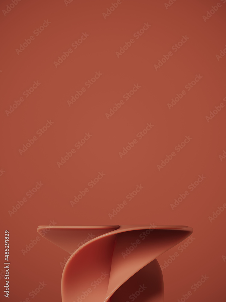 Poster minimal abstract mockup background for product presentation. geometric podium on red brick backgroun