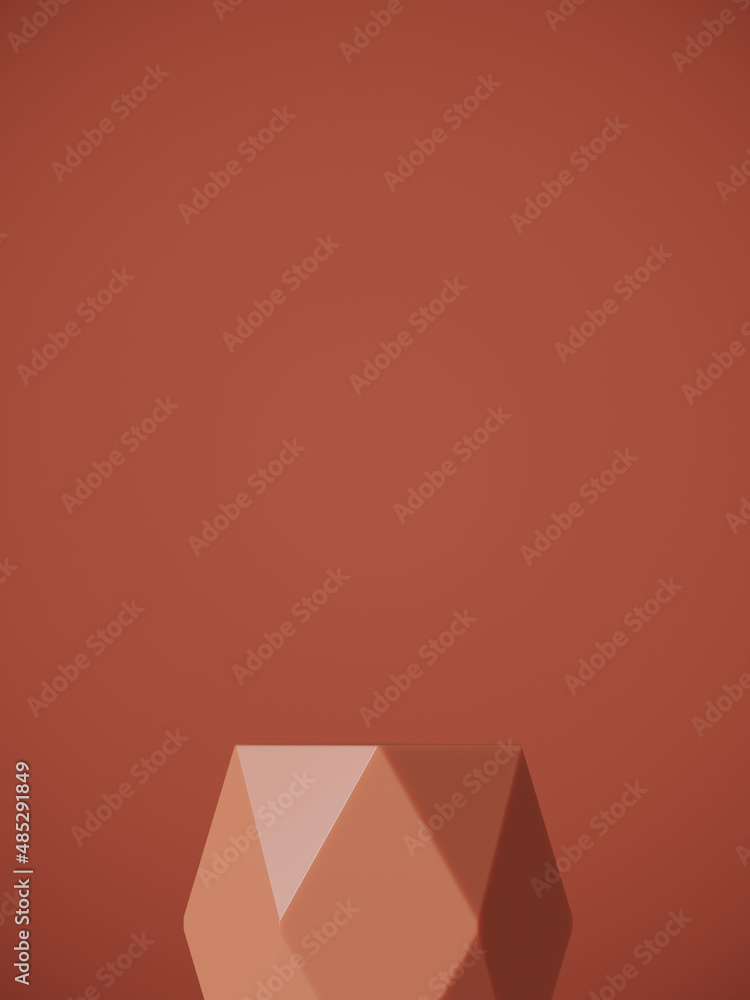 Poster minimal abstract mockup background for product presentation. geometric podium on red brick backgroun