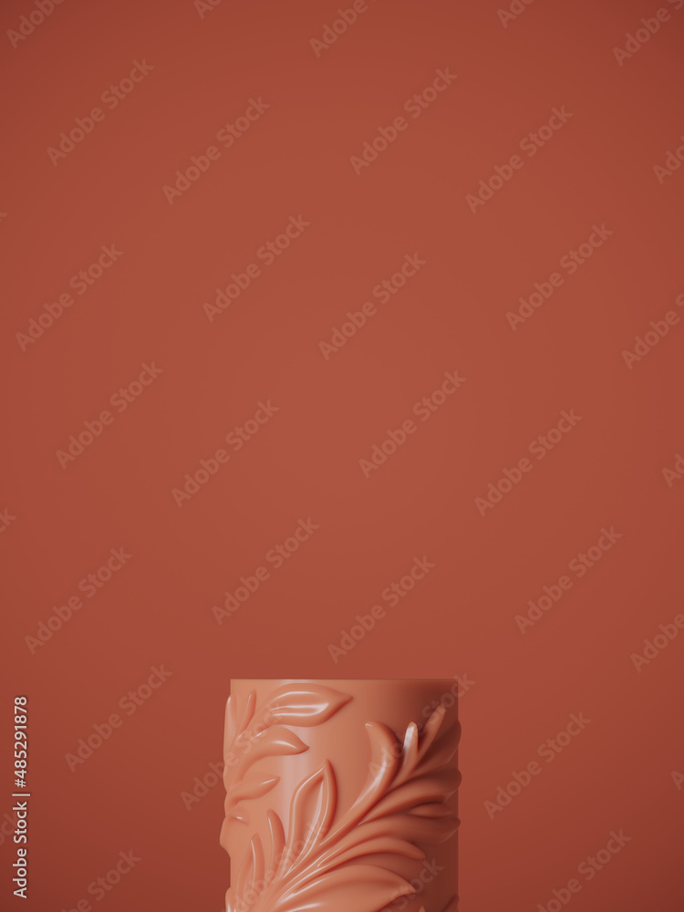 Poster minimal abstract mockup background for product presentation. geometric podium on red brick backgroun