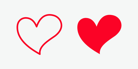Love heart icon vector set. valentine day, romantic, like symbol.