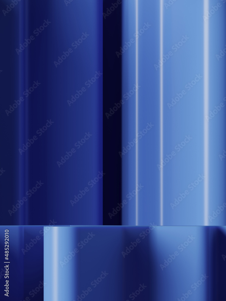 Poster minimal abstract mockup background for product presentation. geometric podium on blue background. 3d