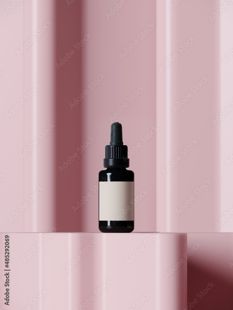 Poster minimal abstract mockup background for product presentation. geometric podium on pink background. 3d