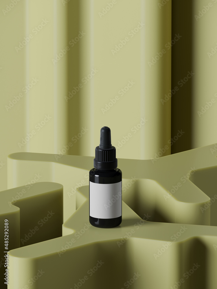 Poster minimal abstract mockup background for product presentation. geometric podium on green background. 3