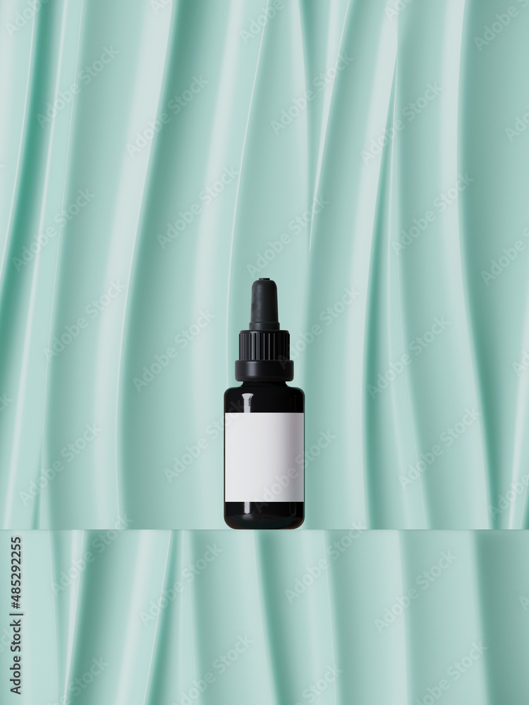Poster minimal abstract mockup background for product presentation. podium platform on green ripple surface