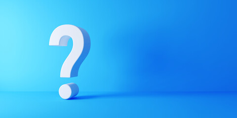 Question Mark on blue background - 3d rendering