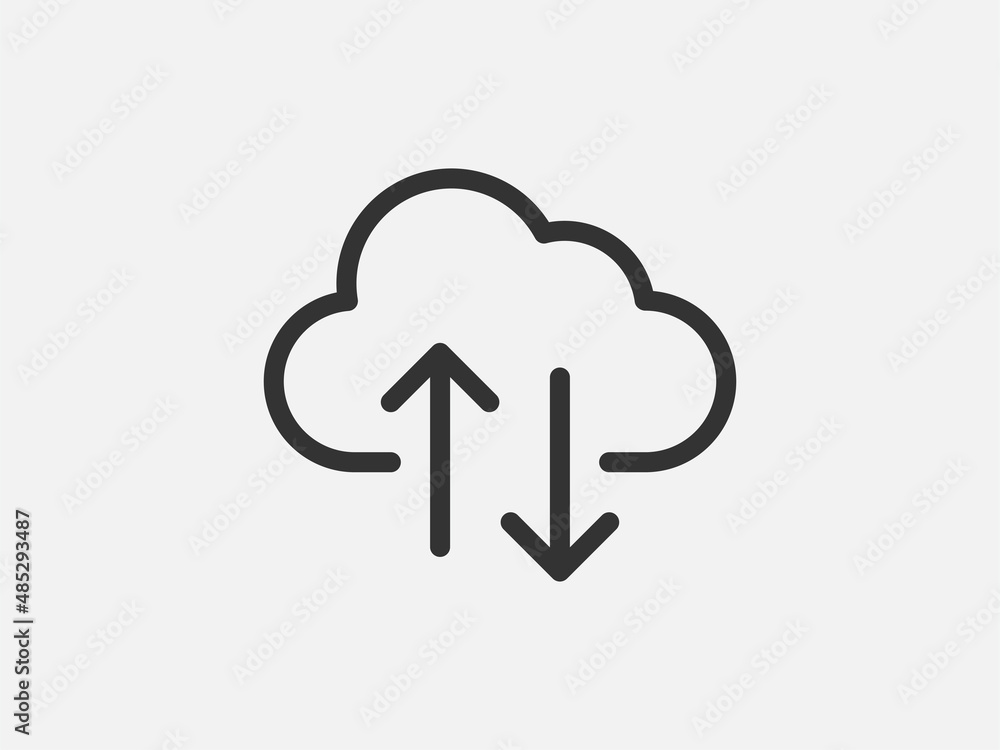 Poster technology icon vector cloud computing connection. big data global server. line design symbol.