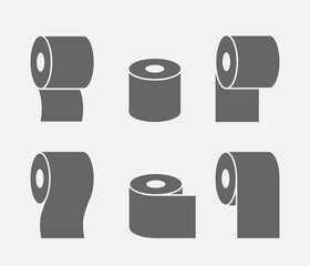 Set of sanitary toilet paper icons. Vector bathroom illustration. Hygiene clean symbol for wc.