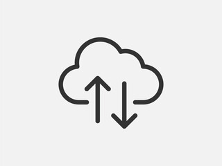 Technology icon vector cloud computing connection. Big data global server. Line design symbol.