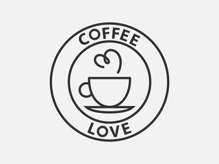 Coffee logo design for coffeeshop or cafe. Espresso or cappuccino vector sign. Creative black and white logotype, trendy line icon.