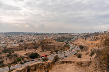 Fototapeta na wymiar Panoramic view over the old medina of Fez