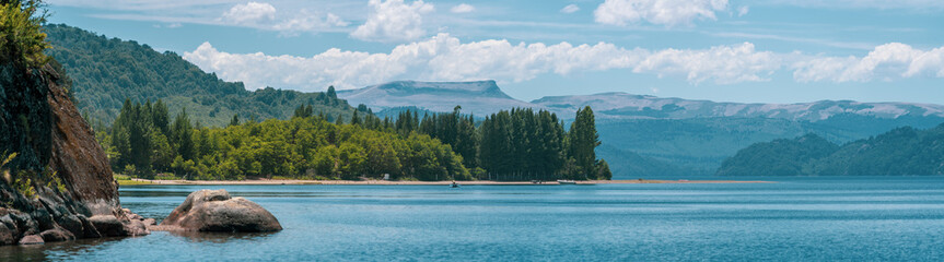 panoramic lake and trees