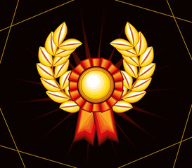 gold award label wreath