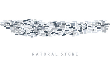 Natural stone border. Horizontal design for house. Vector.
