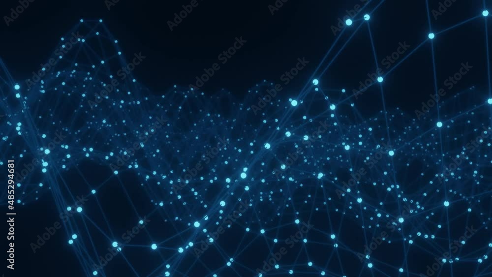 Poster digital network technology of triangle plexus abstraction. moving background connection loop. vj loo