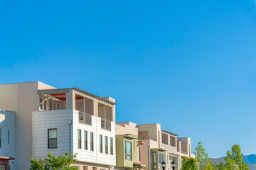 Obraz premium Modern complex buildings with white wall claddings in Daybreak, South Jordan, Utah