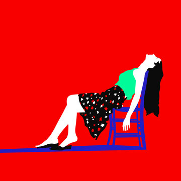 Vector illustration in blue, red and green with an image of an airplane. Idea for a poster, invitation, postcard