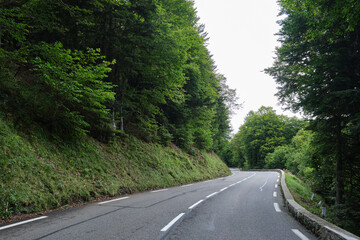 Luz-Ardiden mountain pass winding road. France, Luz-Saint-Sauveur, French Pyrenees