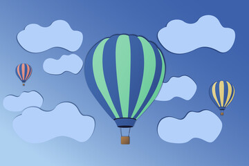 Hot air balloons on the blue sky