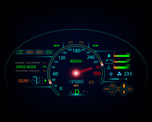 speedometer dashboard concept and car logo icon design