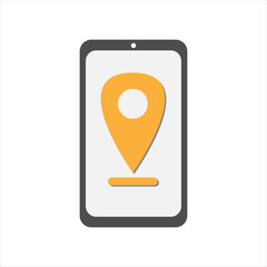 Cartoon style minimal city map navigation smartphone icon. mobile app interface, geolocation, concept.