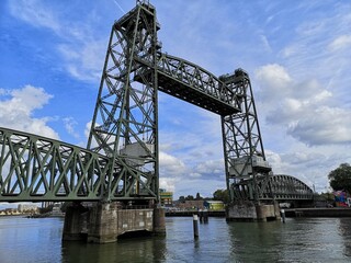 The hef, the name for the Koningshavenbrug in Rotterdam. Railway lift bridge, Rotterdam.