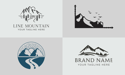 Hand Drawn Mountain Isolated. Vector Illustration Ski Resort Logo. Drawing Camping Element Winter Landscape