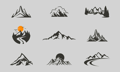 Hand Drawn Mountain Isolated. Vector Illustration Ski Resort Logo. Drawing Camping Element Winter Landscape