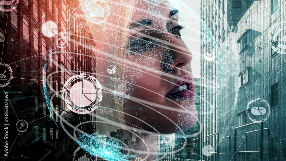 Poster conceptual business dashboard for financial data analysis . 3d render computer graphic .