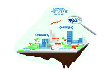 Land on Metaverse Property Isometric Illustration