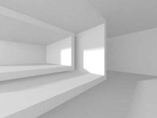 Illuminated corridor interior design. Empty Room Interior Background