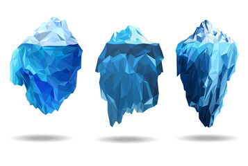 Iceberg polygon modelling modern  style banner icons vector, geometric and triangle diamond crystal element mountain, can use for banner or icons gaming template.