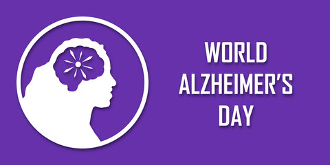 Alzheimer s world day. Elderly people silhouette in paper cut style with shadow. Space for your text banner. Concept Alzheimer disease September 21. Vector illustration