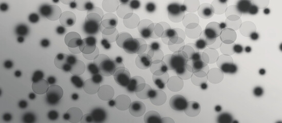 Black bokeh particles on white background, 3D rendering