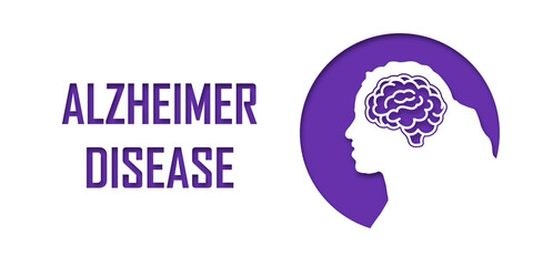 People suffering from brain disease and memory loss. Alzheimer patient concept. Medical help. Elderly people silhouette in paper cut style.