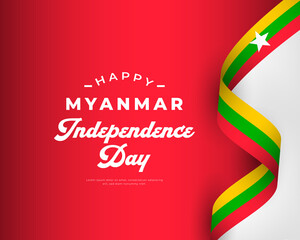 Fototapeta na wymiar Happy Myanmar Independence Day January 4th Celebration Vector Design Illustration. Template for Poster, Banner, Advertising, Greeting Card or Print Design Element