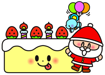 サンタ,イラスト,クリスマス,ケーキ,動物,サンタクロース,１２月,メリークリスマス,子供,ネズミ,風船,クリスマスイブ,サンタさん,クリスマスプレゼント,プレゼント,