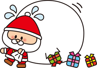 クリスマス,サンタ,イラスト,フレーム,サンタクロース,冬,１２月,かわいい,プレゼント,メリークリスマス,子供,クリスマスイブ,サンタさん,クリスマスプレゼント,袋,