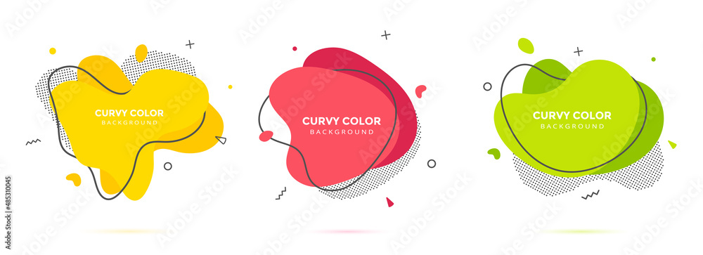 Poster modern liquid irregular amoeba blob shape abstract elements graphic flat style design fluid vector i