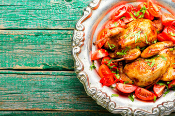 Delicious dish is fried quail